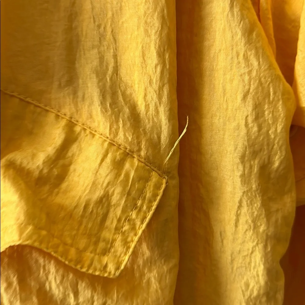 LIZ WEAR Vibrant Yellow Bomber Jacket with Striped Collar and Relaxed Fit - Picture 12 of 13